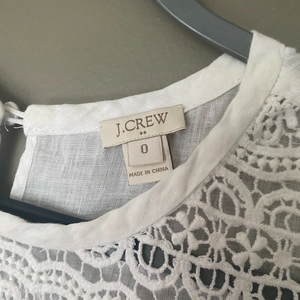 J. CREW White Crochet 100% Linen Top Size 0